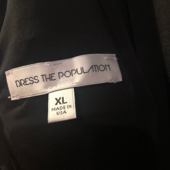 Dress The Population - Black Velvet Sequin Body-Con Dress, Bronze; Size-XL (12) - Picture 4 of 4